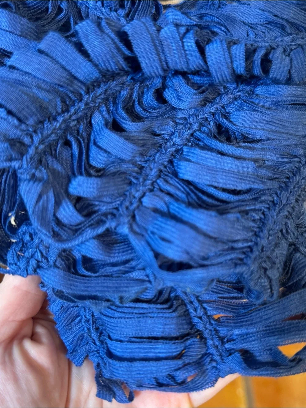 Chicos Blue Fringe Cardigan Sweater Womens M
